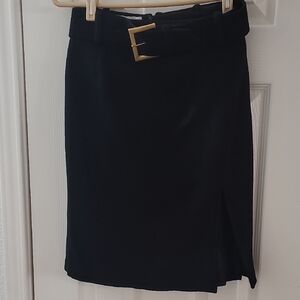 Vintage Lillie Rubin Black Pencil Skirt with Gold Buckle Sz 4